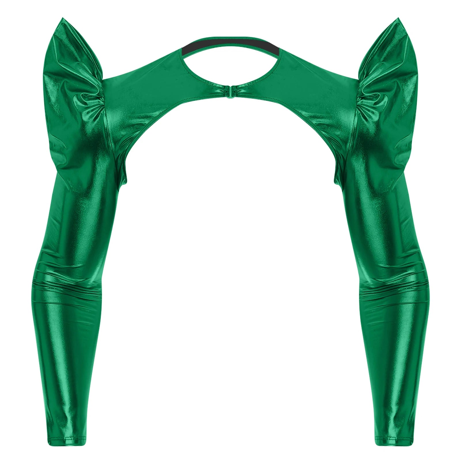 a flat lay of Green Pop Rocket Metallic Shiny Crop Top - pridevoyageshop.com - gay men's fashion, clubwear, party outfit
