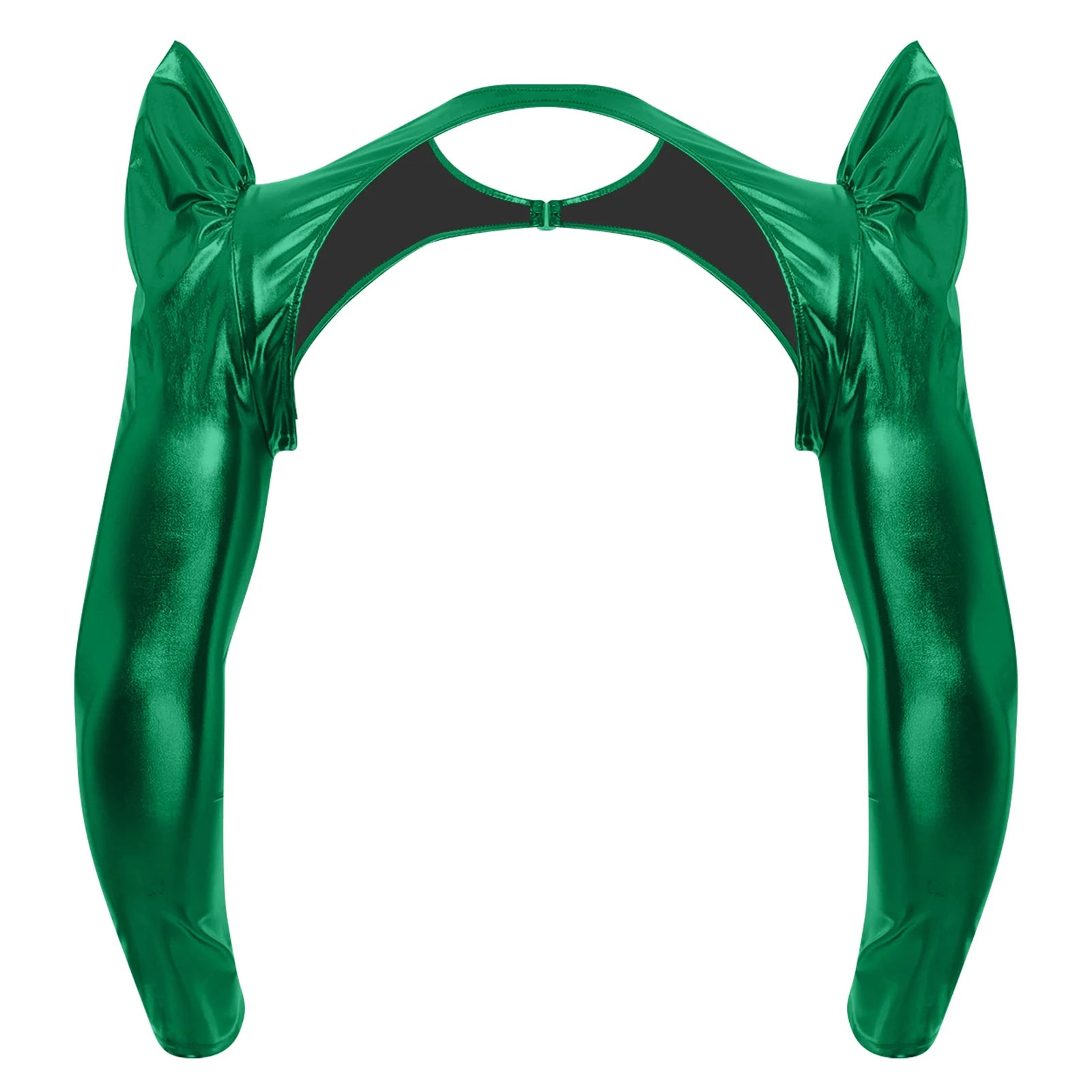 a flat lay of Green Pop Rocket Metallic Shiny Crop Top - pridevoyageshop.com - gay men's fashion, clubwear, party outfit
