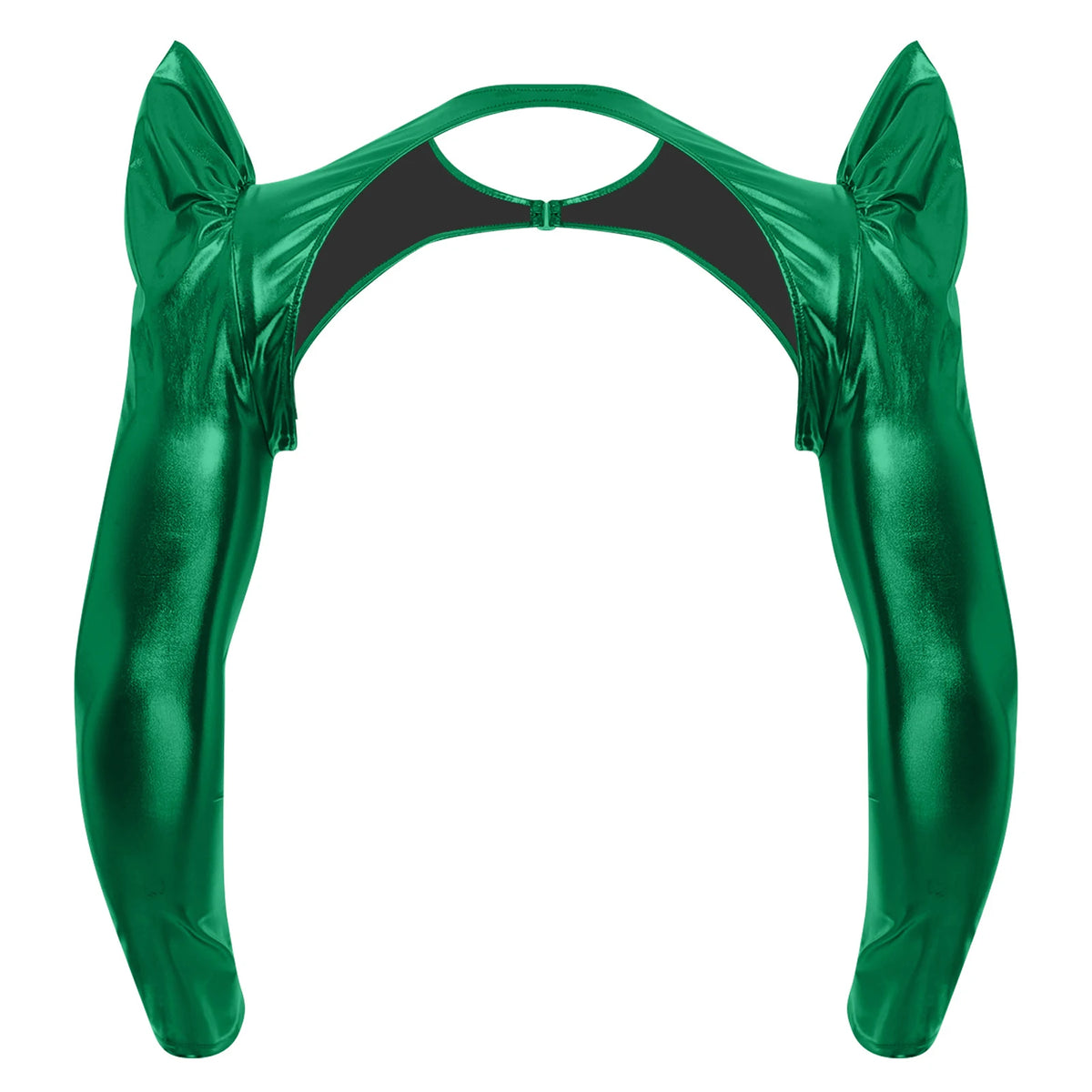 a flat lay of Green Pop Rocket Metallic Shiny Crop Top - pridevoyageshop.com - gay men's fashion, clubwear, party outfit
