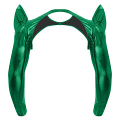 a flat lay of Green Pop Rocket Metallic Shiny Crop Top - pridevoyageshop.com - gay men's fashion, clubwear, party outfit
