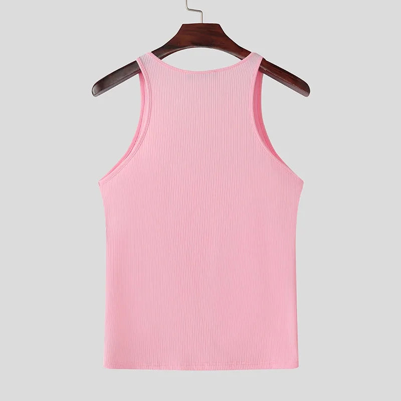 a flat lay of Light Pink Market Days Zip Detail Ribbed Tank - pridevoyageshop.com - gay men's fashion, clubwear, party outfit
