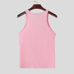a flat lay of Light Pink Market Days Zip Detail Ribbed Tank - pridevoyageshop.com - gay men's fashion, clubwear, party outfit
