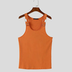 a flat lay of Orange Boystown Buckle Baby Ribbed Tank - pridevoyageshop.com - gay men's fashion, clubwear, party outfit
