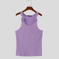 a flat lay of Purple Boystown Buckle Baby Ribbed Tank - pridevoyageshop.com - gay men's fashion, clubwear, party outfit
