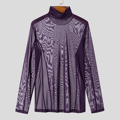 a flat lay of Purple Censored Mesh Turtleneck - pridevoyageshop.com - gay men's fashion, clubwear, party outfit
