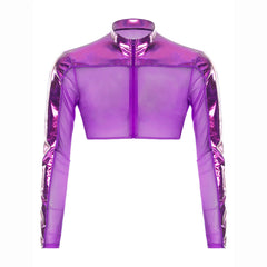 a flat lay of Purple Hyperstrike Crop Jacket - pridevoyageshop.com - gay men's fashion, clubwear, party outfit

