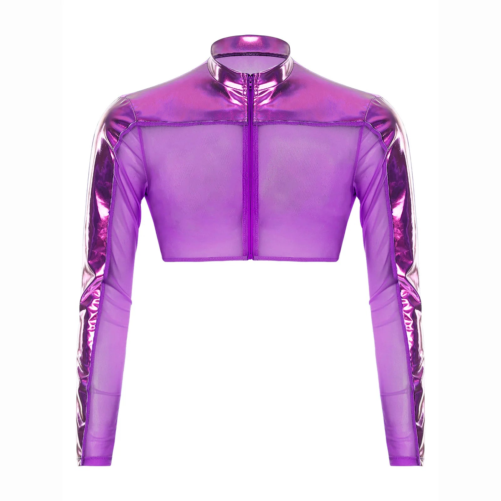 a flat lay of Purple Hyperstrike Crop Jacket - pridevoyageshop.com - gay men's fashion, clubwear, party outfit

