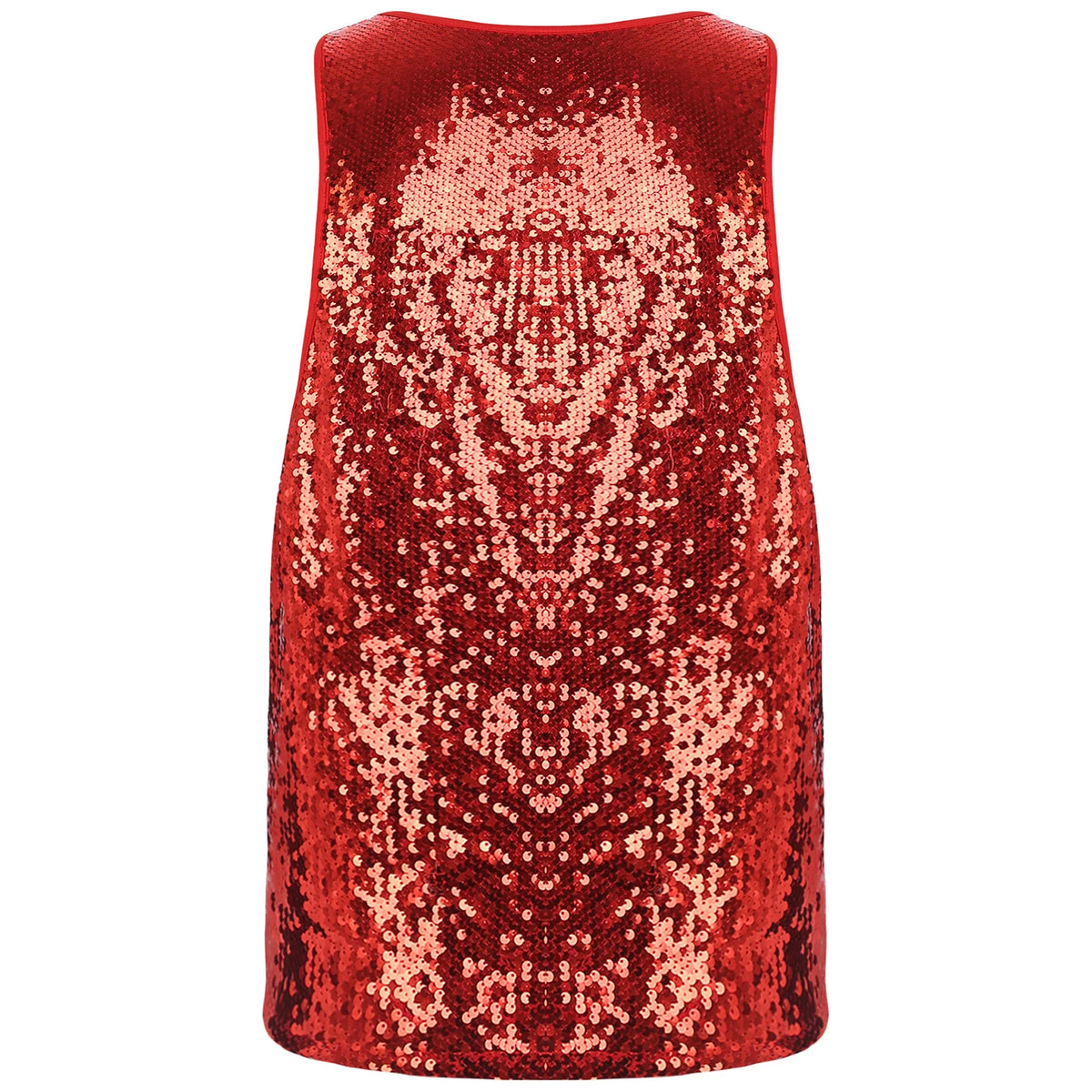 a flat lay of Red Bourbon Street Tease Deep Scoop Sequin Tank - pridevoyageshop.com - gay men's fashion, clubwear, party outfit

