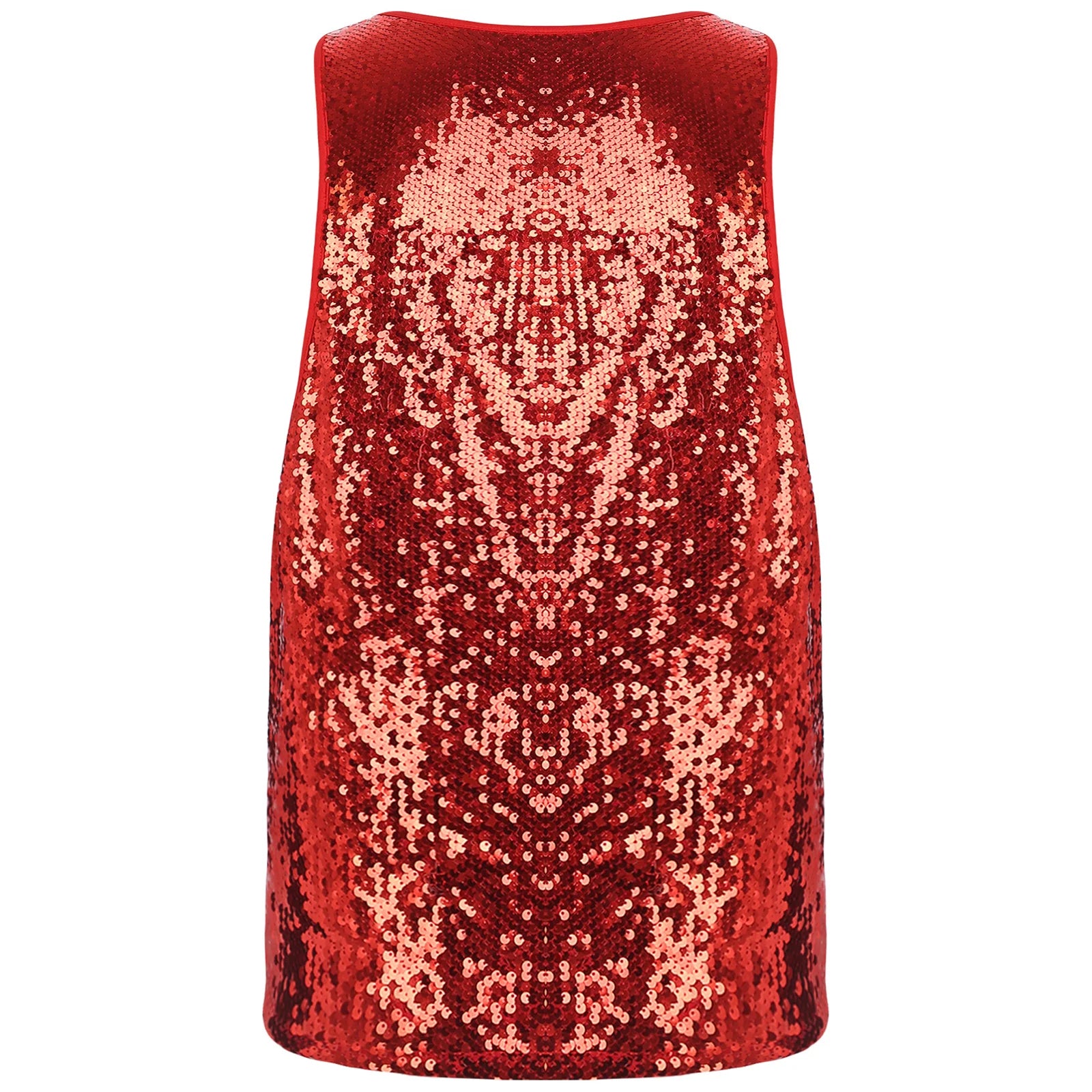a flat lay of Red Bourbon Street Tease Deep Scoop Sequin Tank - pridevoyageshop.com - gay men's fashion, clubwear, party outfit
