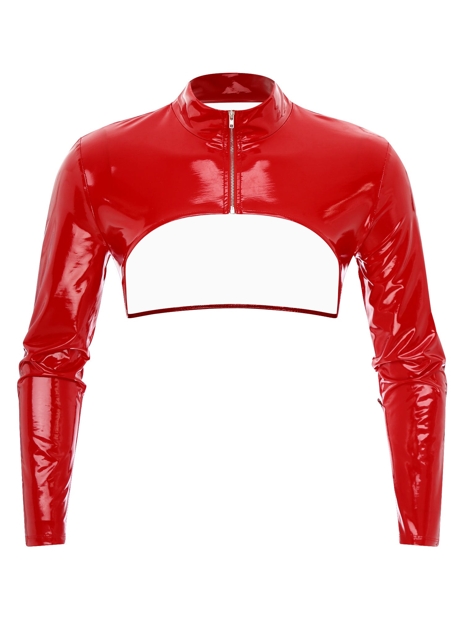 a flat lay of Red Boystown Drama PVC Bolero - pridevoyageshop.com - gay men's fashion, clubwear, party outfit
