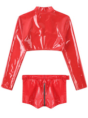 a flat lay of Red Cheer Captain Crotch-Zip Circuit Set - pridevoyageshop.com - gay men's fashion, clubwear, party outfit
