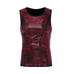 a flat lay of Red Last Call Sequin Tank - pridevoyageshop.com - gay men's fashion, clubwear, party outfit
