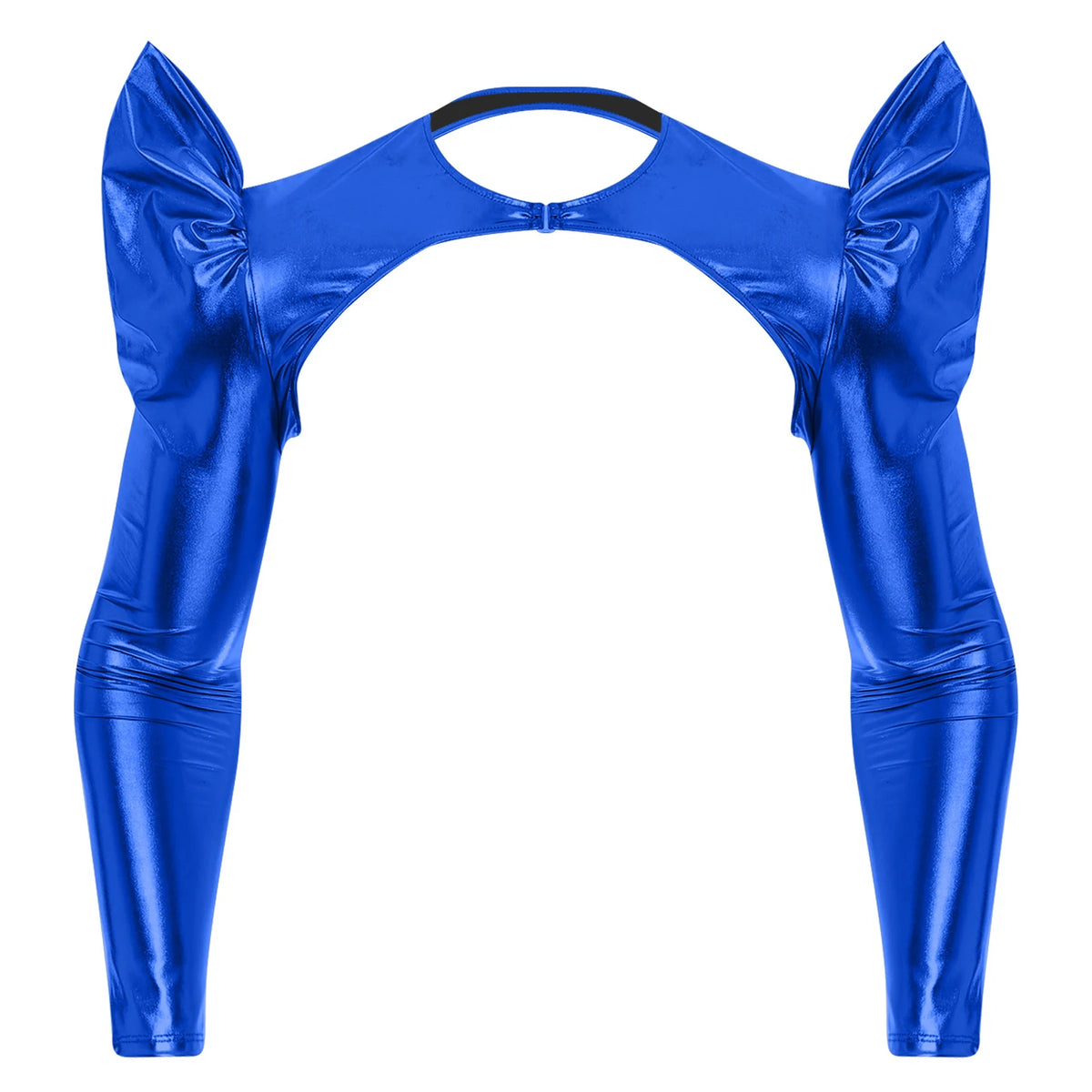a flat lay of Royal Blue Pop Rocket Metallic Shiny Crop Top - pridevoyageshop.com - gay men's fashion, clubwear, party outfit
