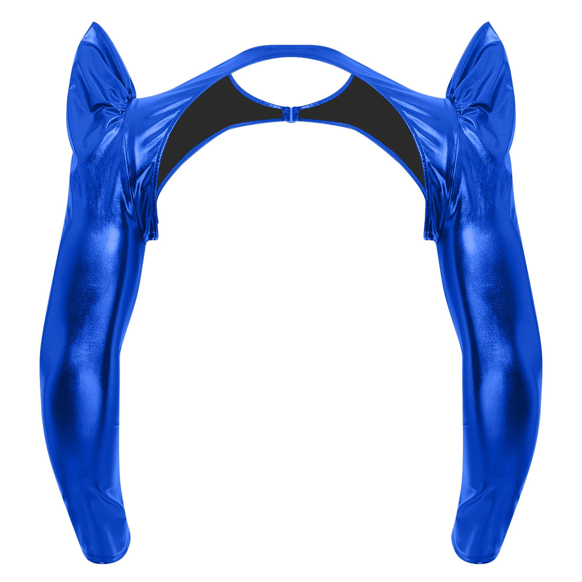 a flat lay of Royal Blue Pop Rocket Metallic Shiny Crop Top - pridevoyageshop.com - gay men's fashion, clubwear, party outfit
