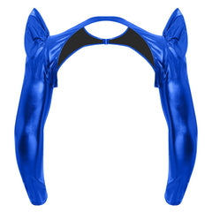 a flat lay of Royal Blue Pop Rocket Metallic Shiny Crop Top - pridevoyageshop.com - gay men's fashion, clubwear, party outfit
