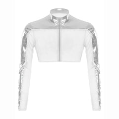 a flat lay of Silver Hyperstrike Crop Jacket - pridevoyageshop.com - gay men's fashion, clubwear, party outfit
