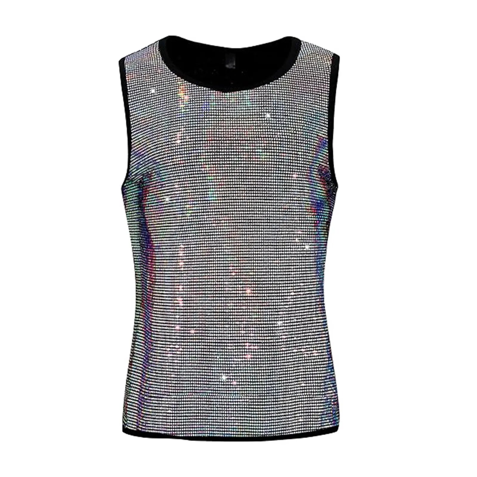 a flat lay of Silver Last Call Sequin Tank - pridevoyageshop.com - gay men's fashion, clubwear, party outfit
