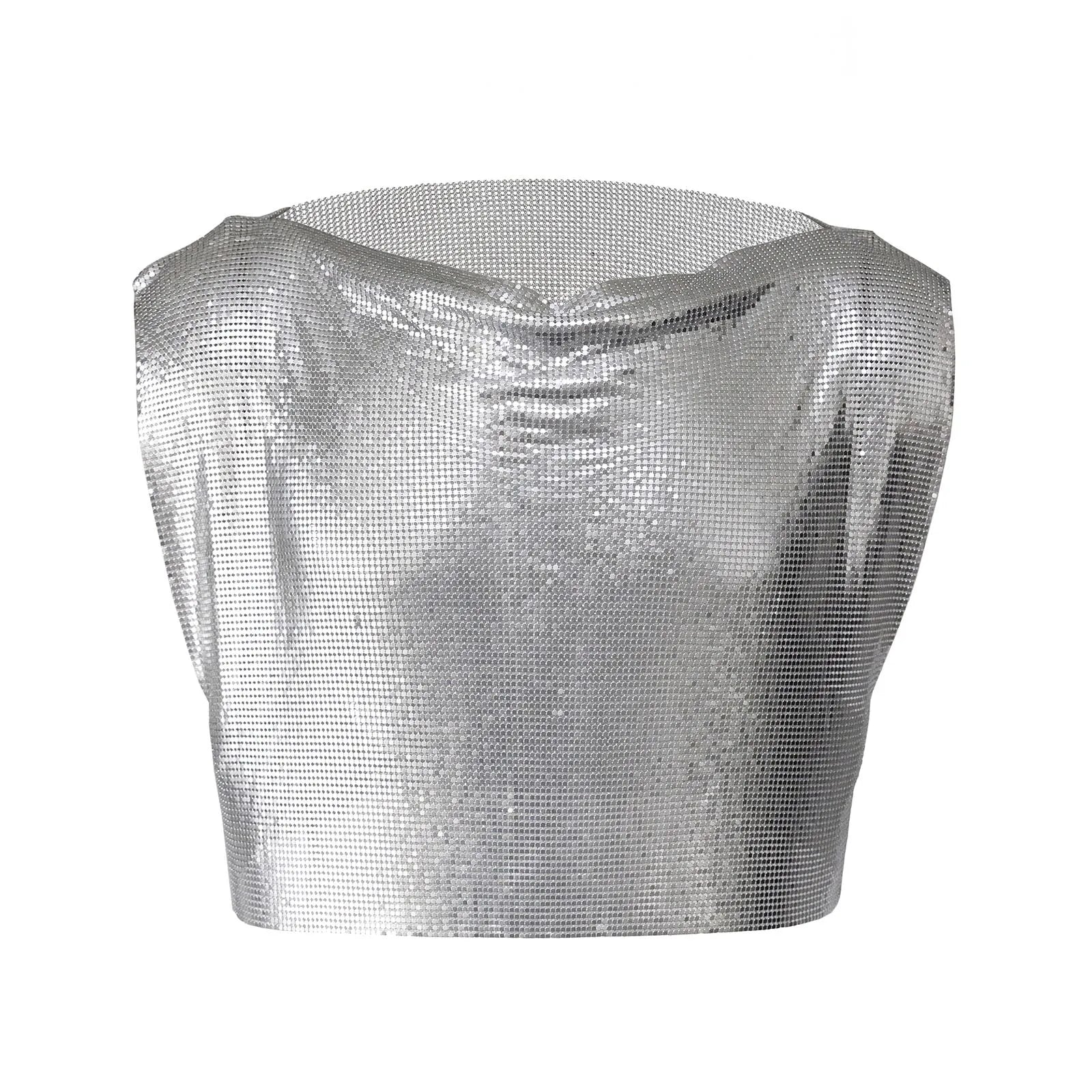 a flat lay of Silvery Industry Baby Shine Crop - pridevoyageshop.com - gay men's fashion, clubwear, party outfit
