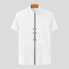 a flat lay of White Castro Catwalk Zip Tee - pridevoyageshop.com - gay men's fashion, clubwear, party outfit
