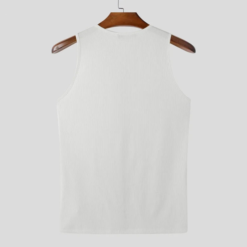 a flat lay of White Door Unlocked Ribbed Zip Tank - pridevoyageshop.com - gay men's fashion, clubwear, party outfit
