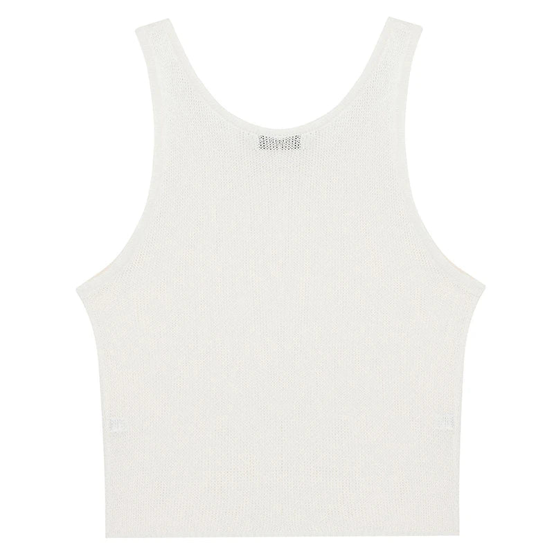 a flat lay of White Marina Gossip Mesh Top - pridevoyageshop.com - gay men's fashion, clubwear, party outfit
