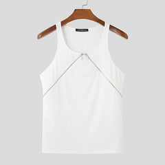 a flat lay of White Market Days Zip Detail Ribbed Tank - pridevoyageshop.com - gay men's fashion, clubwear, party outfit
