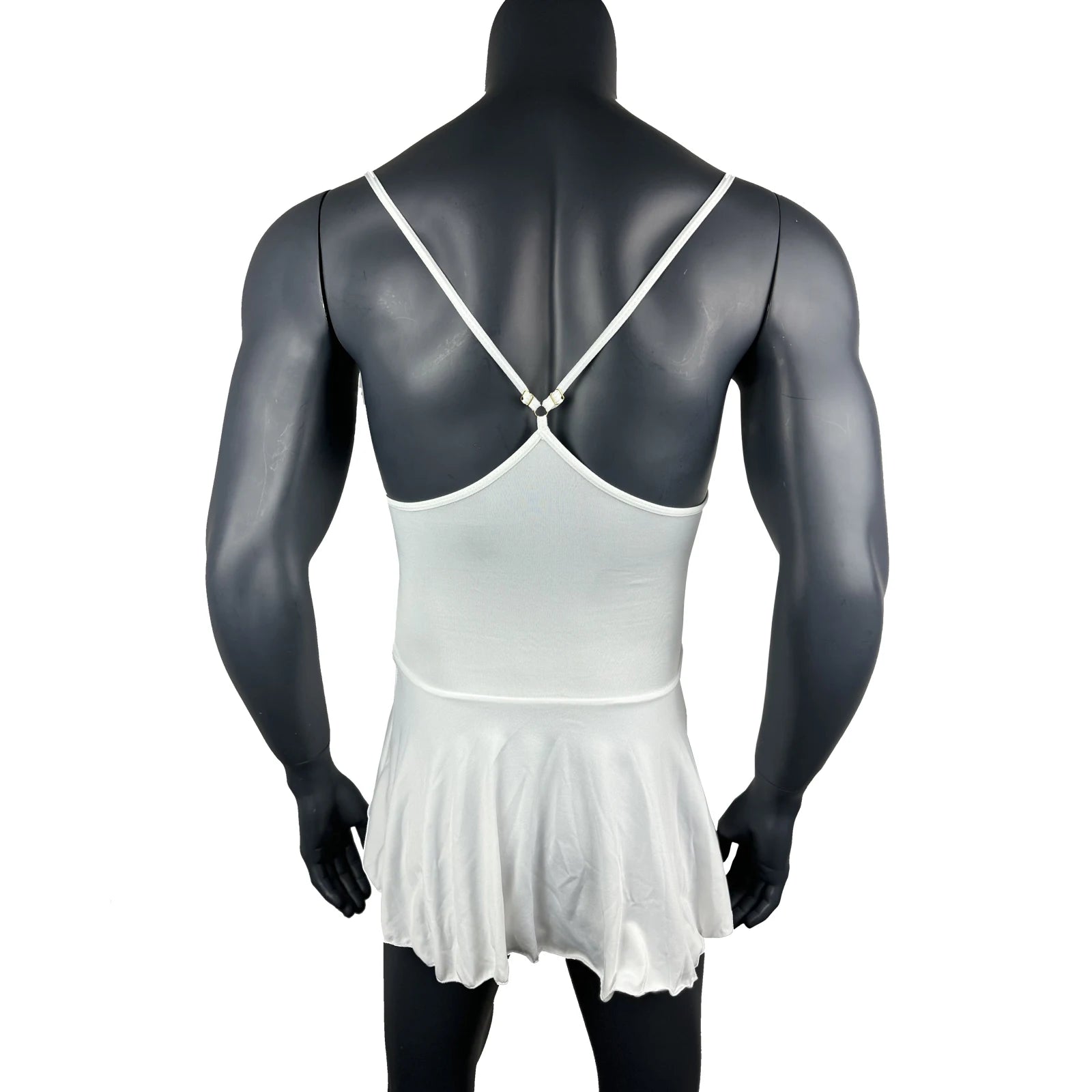 a flat lay of White Powerplay Sissy Chemise - pridevoyageshop.com - gay men's lingerie, bodywear, fetish wear
