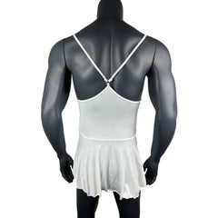 a flat lay of White Powerplay Sissy Chemise - pridevoyageshop.com - gay men's lingerie, bodywear, fetish wear
