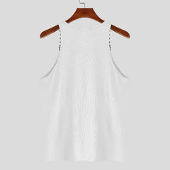a flat lay of White Pull Me Closer Chain Strap Tank - pridevoyageshop.com - gay men's fashion, clubwear, party outfit
