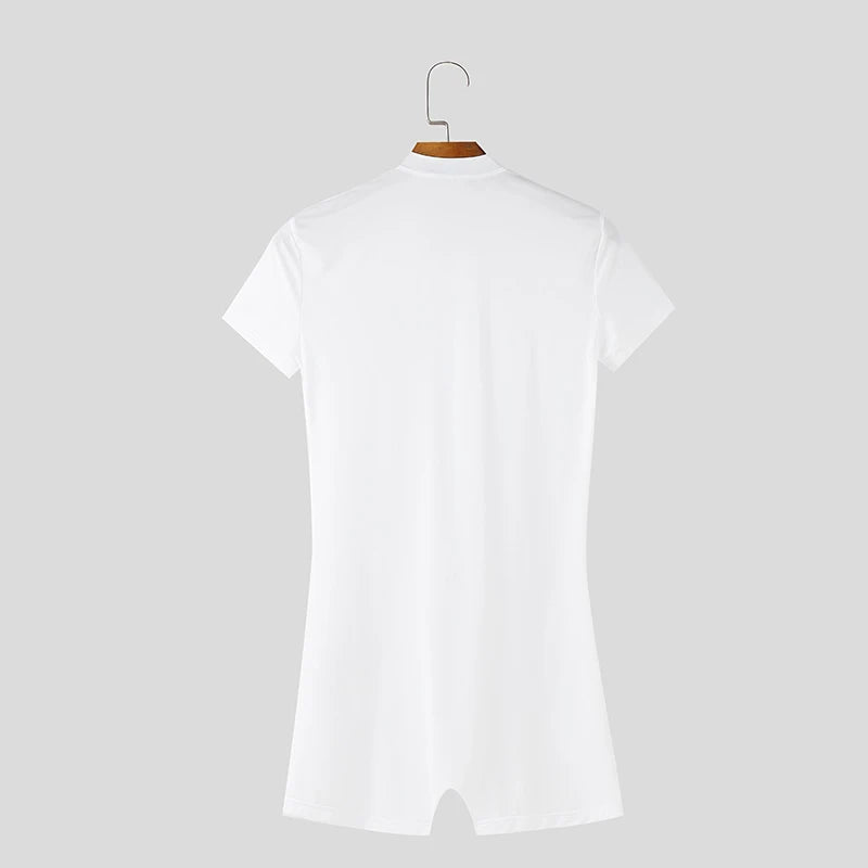 a flat lay of White Ramrod V‑Zip Bodysuit - pridevoyageshop.com - gay men's lingerie, bodywear, fetish wear
