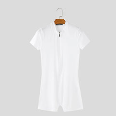 a flat lay of White Ramrod V‑Zip Bodysuit - pridevoyageshop.com - gay men's lingerie, bodywear, fetish wear
