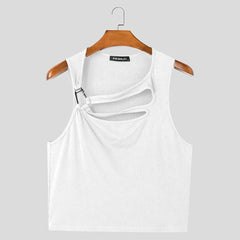 a flat lay of White Runway Brat Ribbed Crop - pridevoyageshop.com - gay men's fashion, clubwear, party outfit
