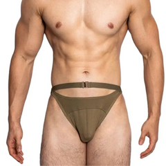a hot man in army green DM Men’s Tummy Strap Jock Briefs - pridevoyageshop.com - gay men’s thongs, boxers, briefs and jockstraps
