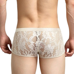a hot man in beige Queen’s Secret Lace Boxers - pridevoyageshop.com - gay men’s thongs, boxers, briefs and jockstraps