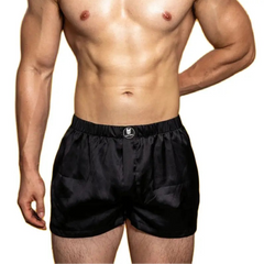 a hot man in black DM Dirty Night Silk Boxers - pridevoyageshop.com - gay men’s thongs, boxers, briefs and jockstraps
