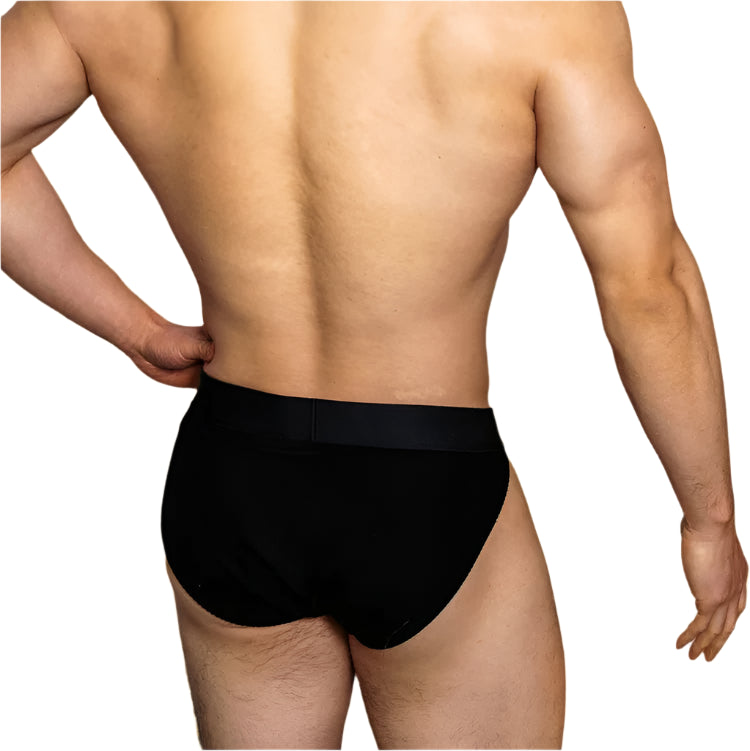 a hot man in black DM Men’s “Ribbed Master” Full-Coverage Brief - pridevoyageshop.com - gay men’s thongs, boxers, briefs and jockstraps