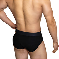 a hot man in black DM Men’s “Side-Slit” Cutout Brief - pridevoyageshop.com - gay men’s thongs, boxers, briefs and jockstraps