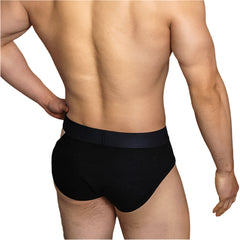 a hot man in black DM Men’s “Side-Slit” Cutout Brief - pridevoyageshop.com - gay men’s thongs, boxers, briefs and jockstraps