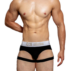 a hot man in black Men’s D.M. Garter Briefs - pridevoyageshop.com - gay men’s thongs, boxers, briefs and jockstraps