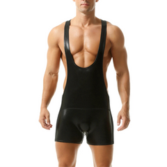 a hot man in black Men’s Metallic Desire Singlet from Pridevoyageshop