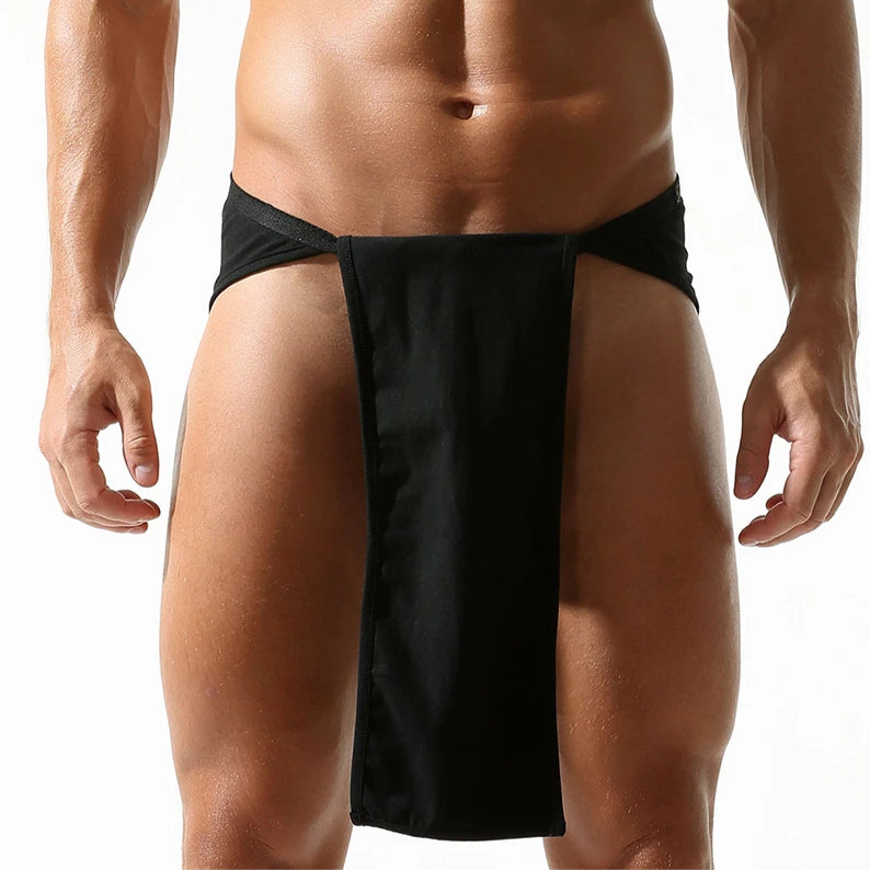 a hot man in black Men’s Rokushaku Fundoshi Wrestler Thong - pridevoyageshop.com - gay men’s thongs, boxers, briefs and jockstraps