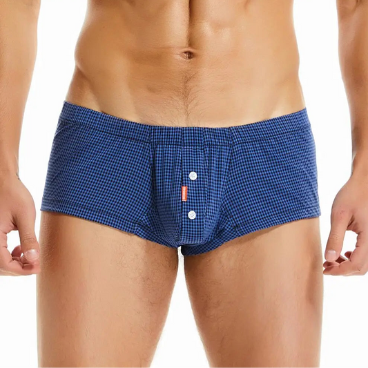 a hot man in blue Brat Tamer Gingham Boxers - pridevoyageshop.com - gay men’s thongs, boxers, briefs and jockstraps