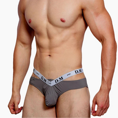 a hot man in dark gray DM Men’s Bulge-Boost Low-Rise Brief - pridevoyageshop.com - gay men’s thongs, boxers, briefs and jockstraps