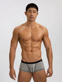 a hot man in gray Men's Ribbed Rendezvous Mini Trunks - pridevoyageshop.com - gay men’s thongs, boxers, briefs and jockstraps