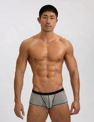 a hot man in gray Men's Ribbed Rendezvous Mini Trunks - pridevoyageshop.com - gay men’s thongs, boxers, briefs and jockstraps