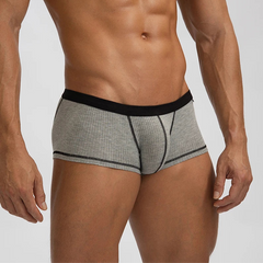 a hot man in gray Men's Ribbed Rendezvous Mini Trunks - pridevoyageshop.com - gay men’s thongs, boxers, briefs and jockstraps