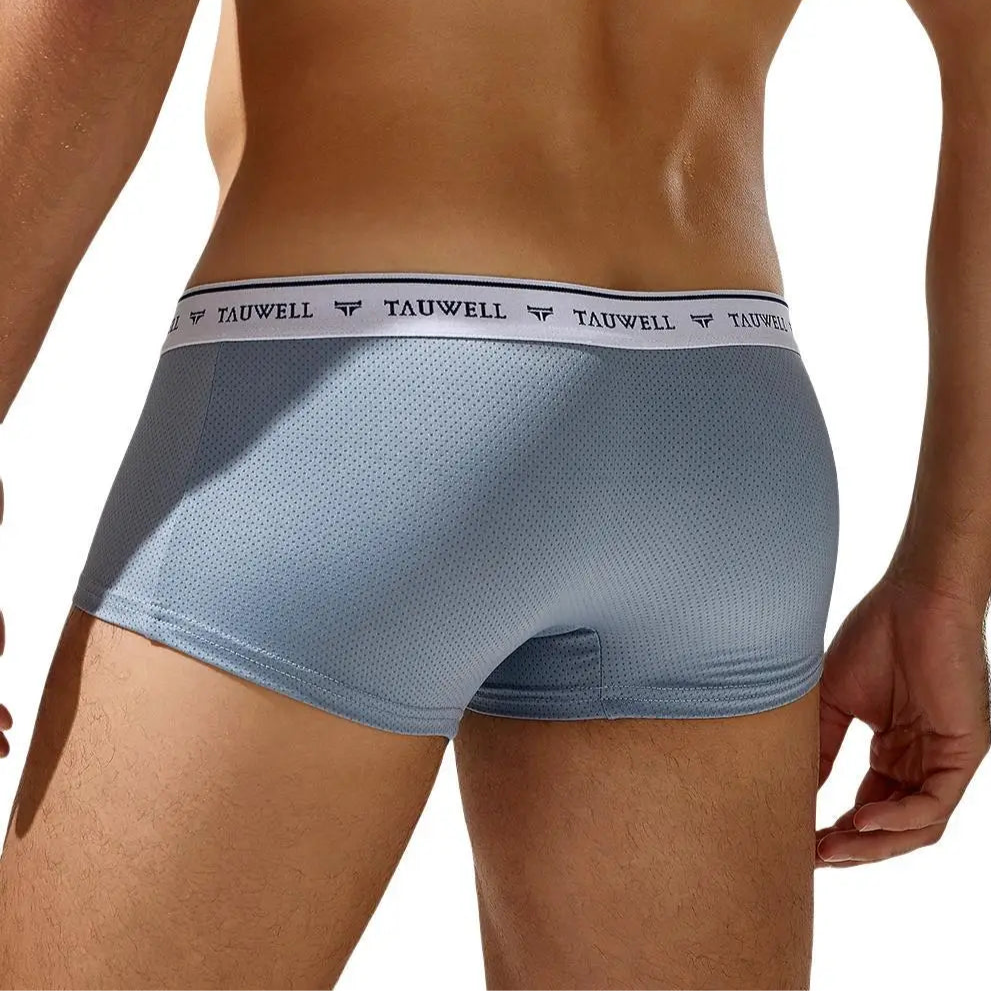 a hot man in gray TAUWELL White Collar Mini Trunks - pridevoyageshop.com - gay men’s thongs, boxers, briefs and jockstraps