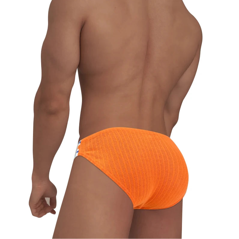 a hot man in orange Men’s “Sporty Bulge” Low-Rise Brief - pridevoyageshop.com - gay men’s thongs, boxers, briefs and jockstraps