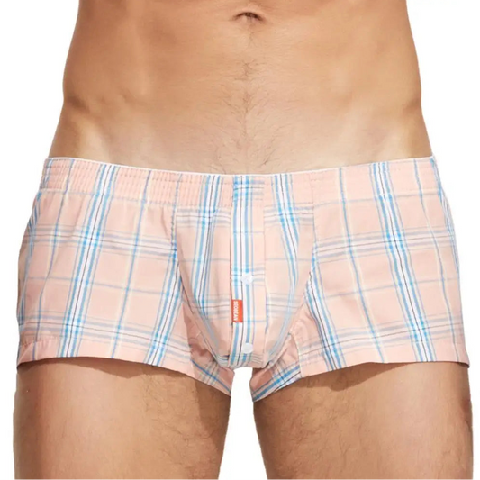 a hot man in pink Plaid N’ Proud Boi Boxer Shorts - pridevoyageshop.com - gay men’s thongs, boxers, briefs and jockstraps