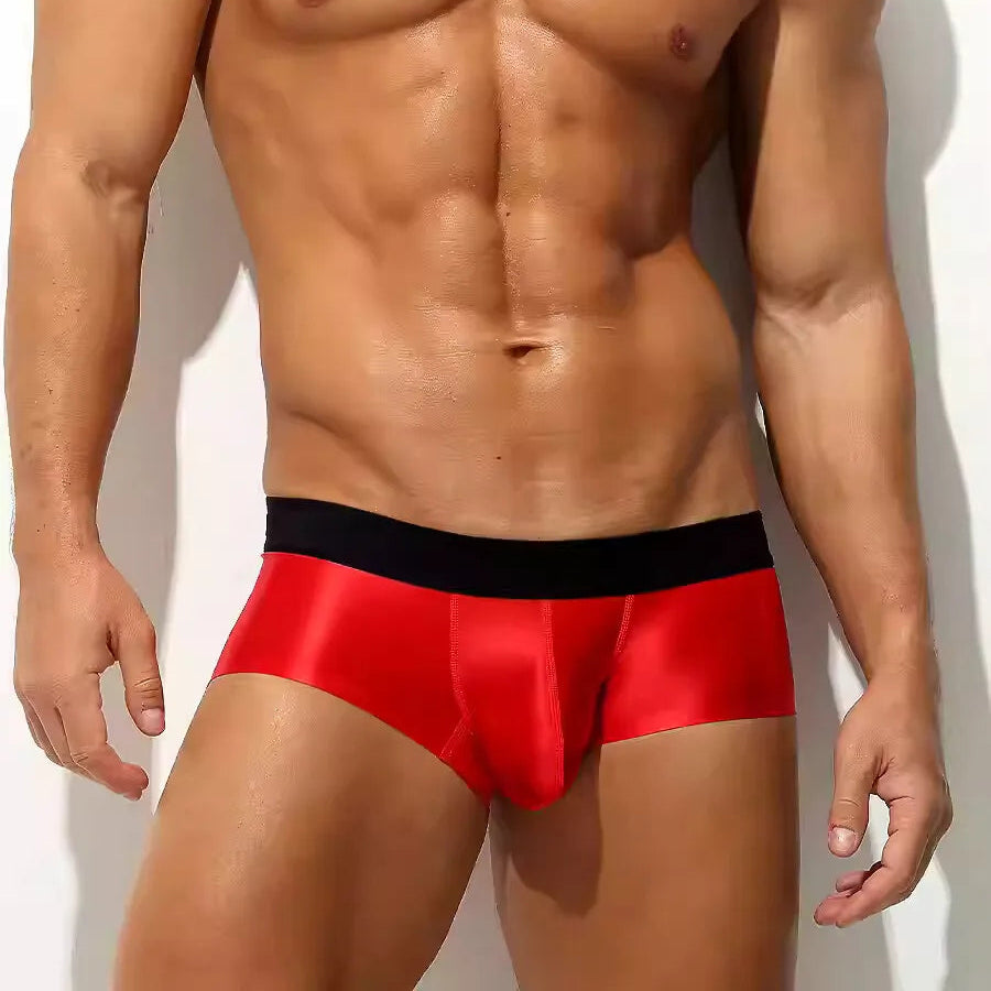 a hot man in red Men's Slick Seduction Ice Silk Boxers - pridevoyageshop.com - gay men’s thongs, boxers, briefs and jockstraps